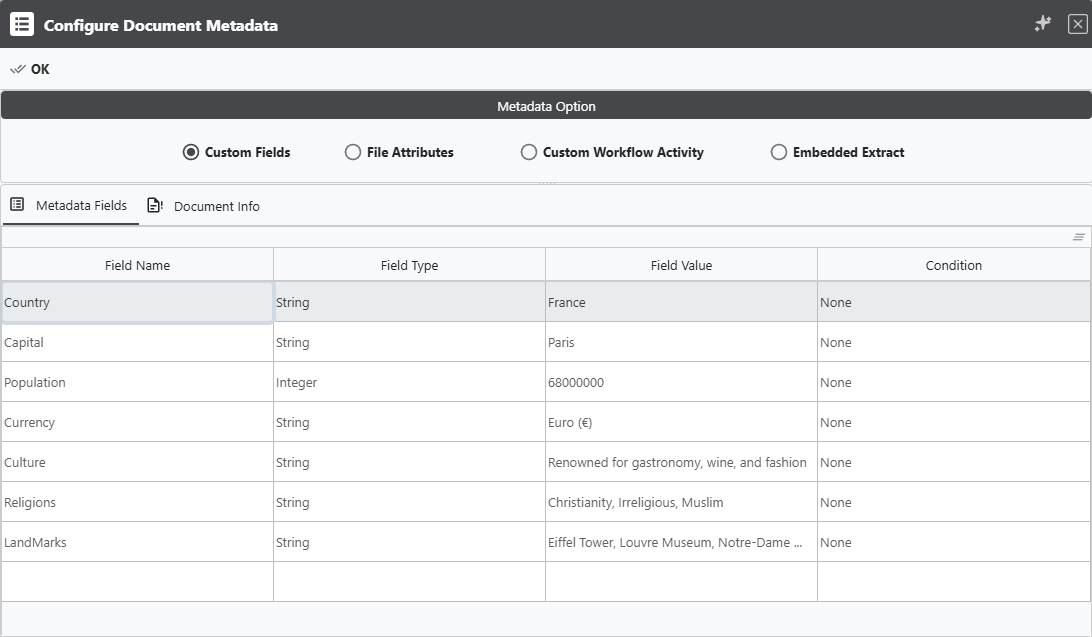 Configure Document Metadata Interface